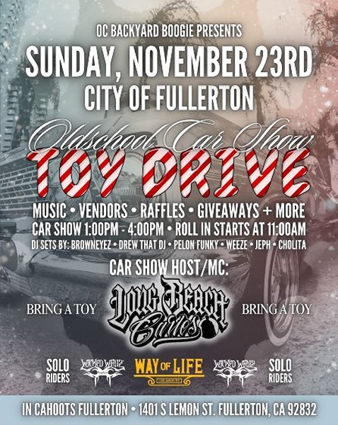 Backyard Boogie Toy Drive Car Show flyer 2025